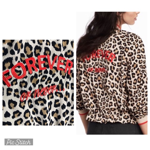 H&M Jackets & Blazers - H&M Forever or Never Leopard Bomber Jacket